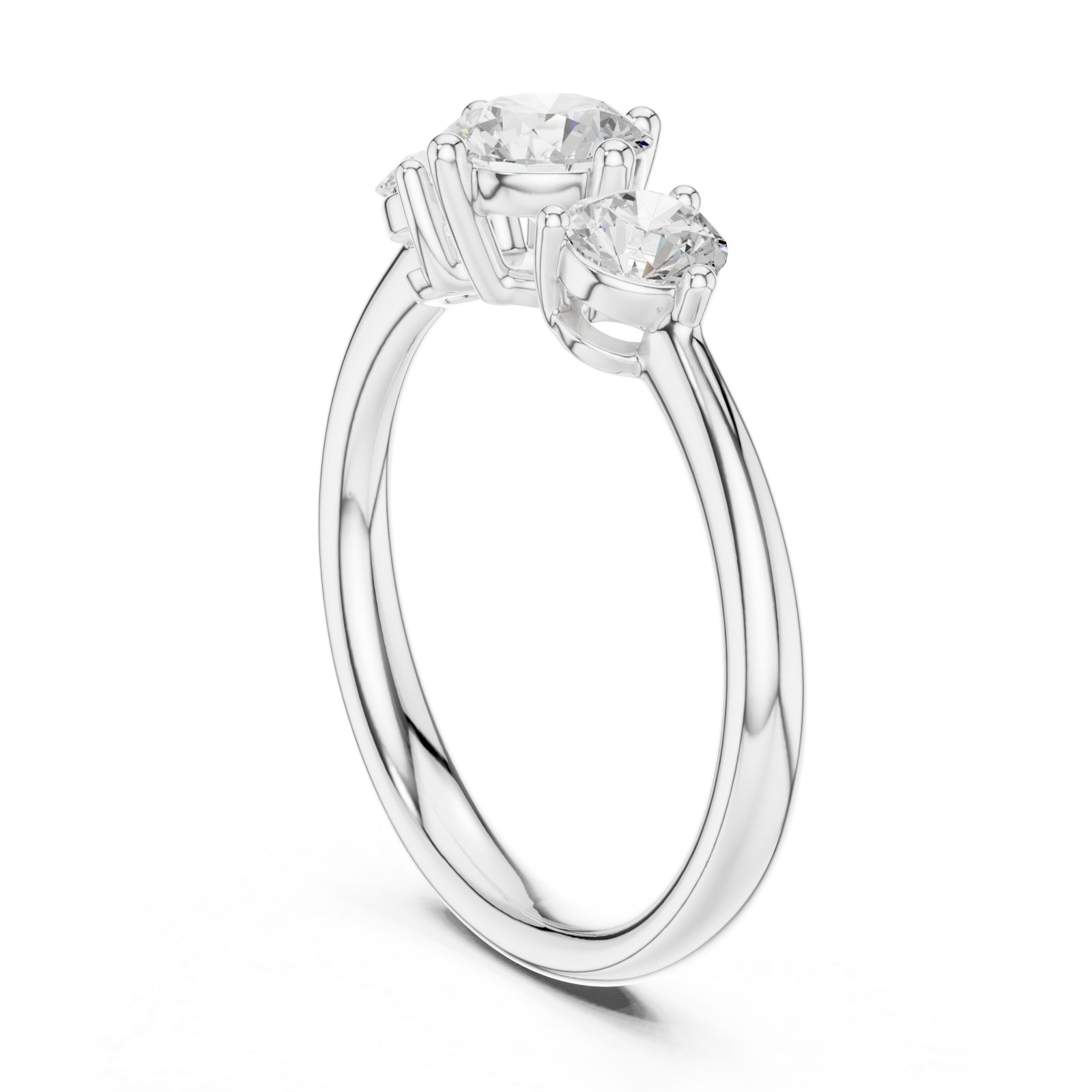  White Gold Three Stone Harmony Ring Left View