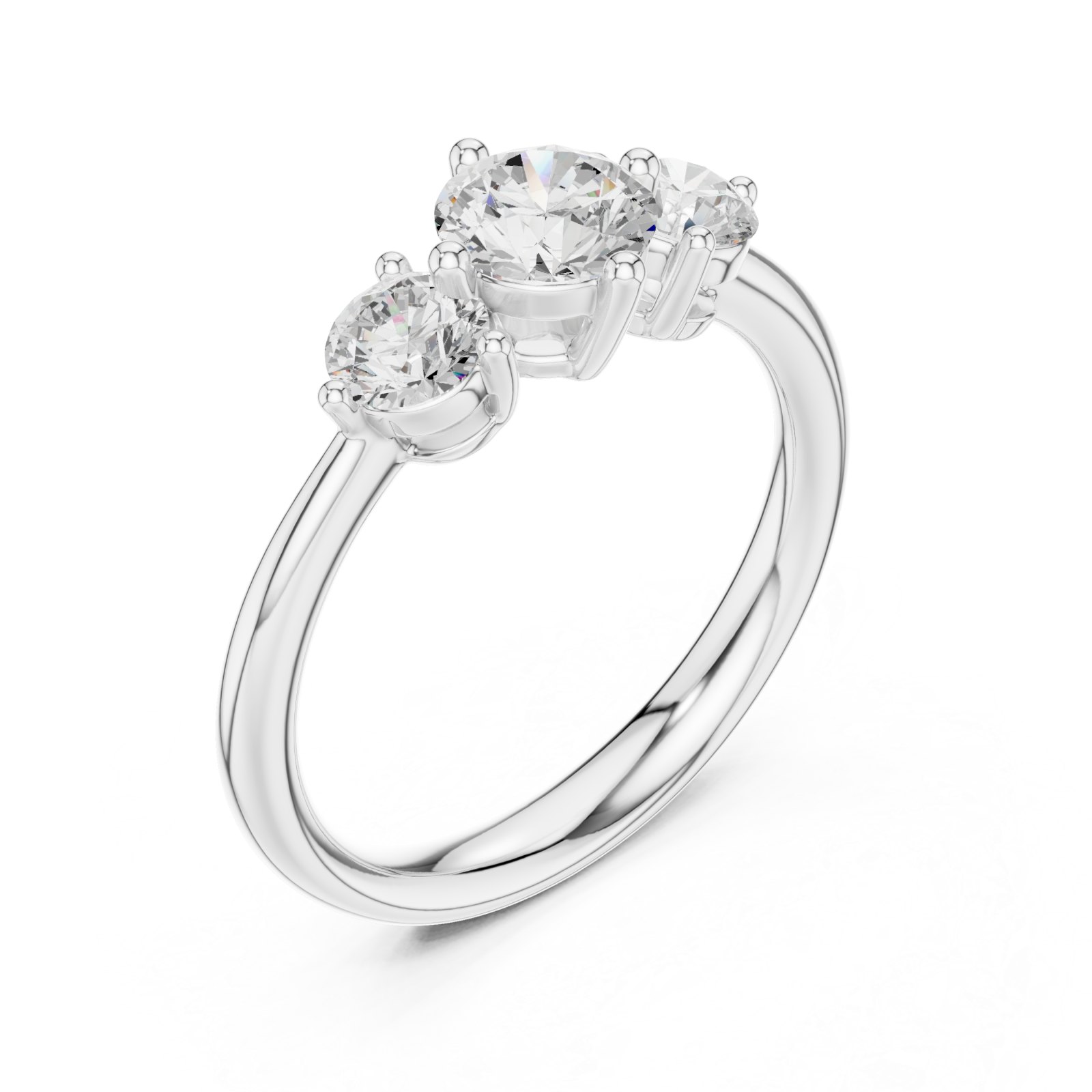  White Gold Three Stone Harmony Ring Right View