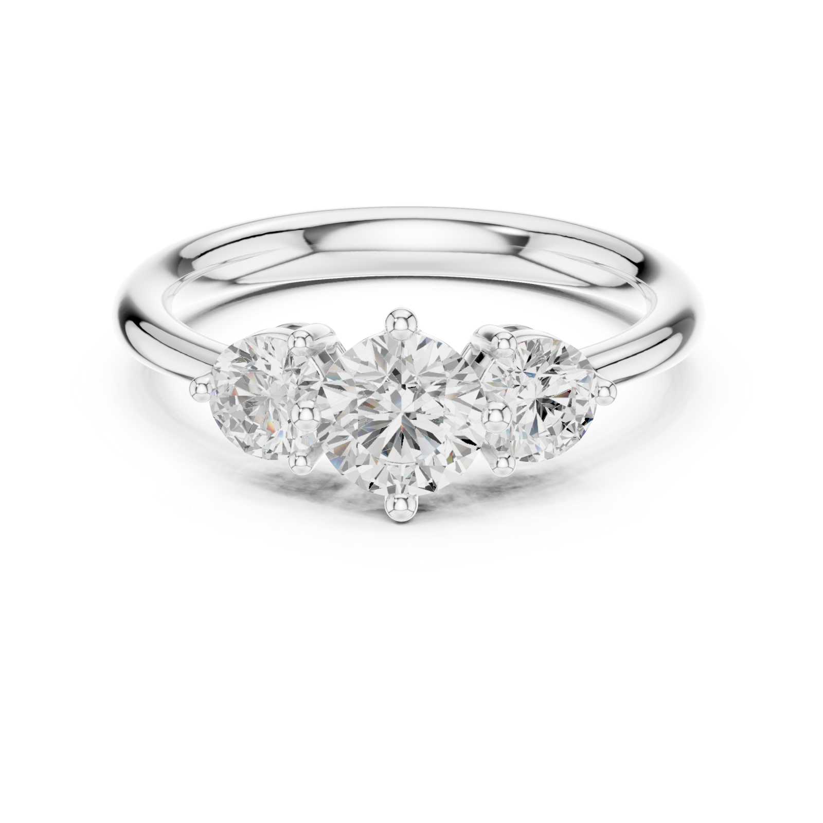  White Gold Three Stone Harmony Ring Front View