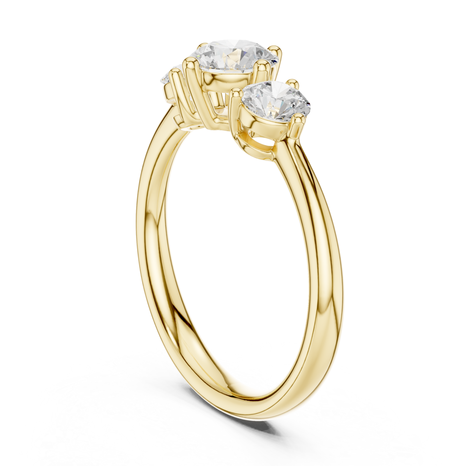  Gold Three Stone Harmony Ring Left View
