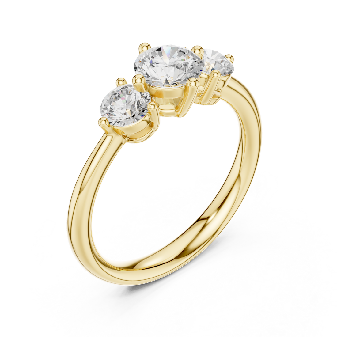 Gold Three Stone Harmony Ring Right View