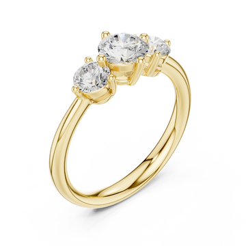 Gold Three Stone Harmony Ring Right View
