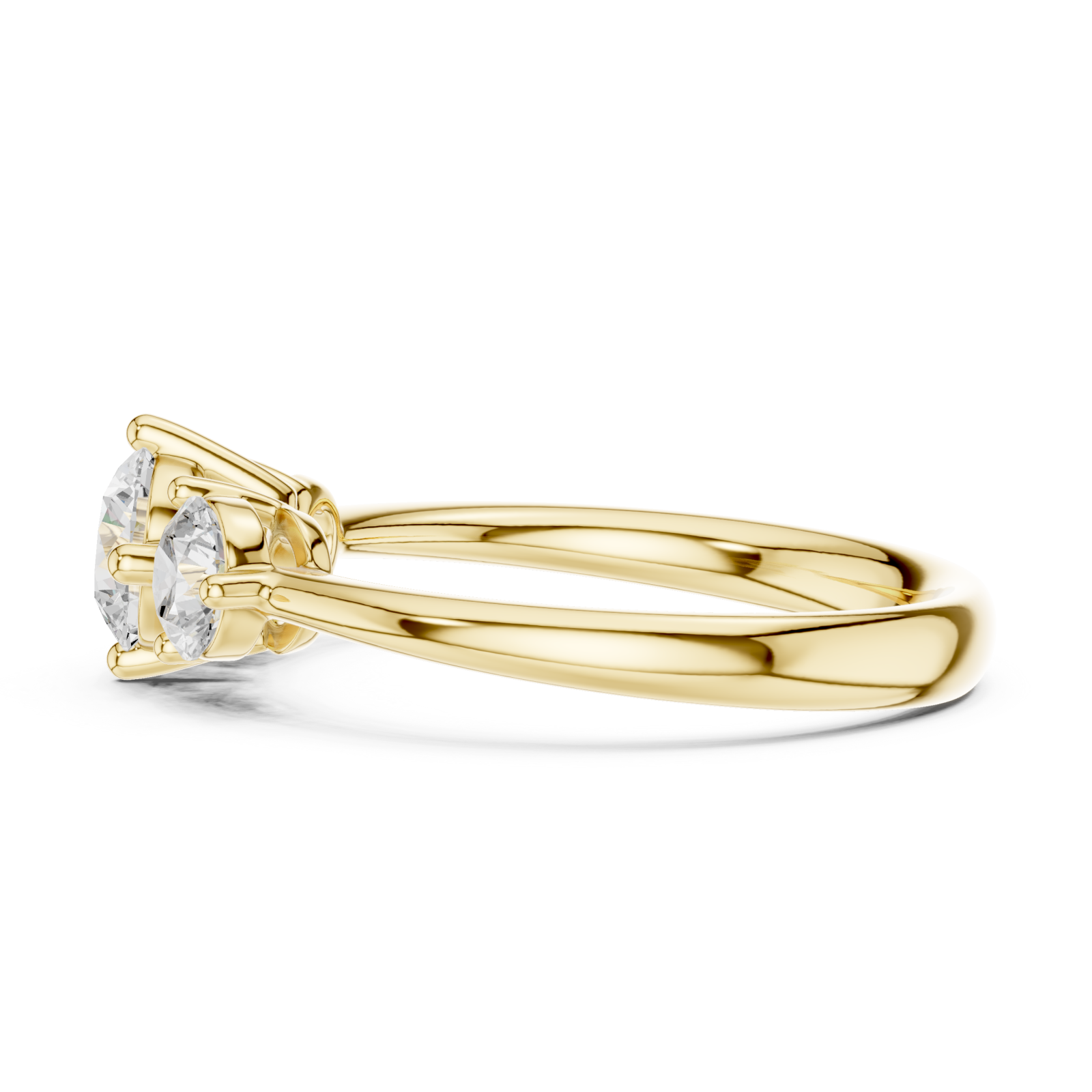  Gold Three Stone Harmony Ring Side View
