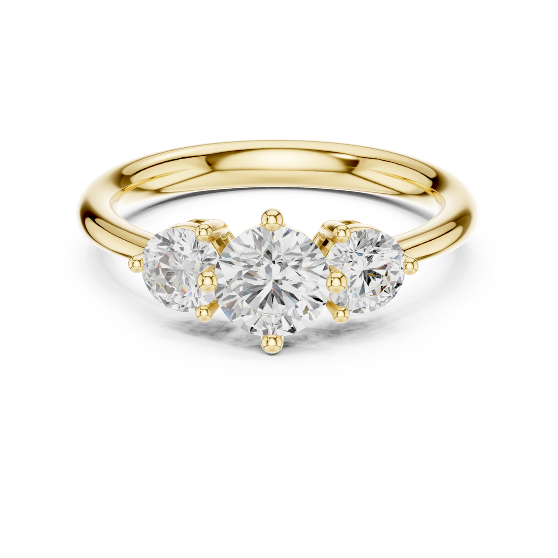 Gold Three Stone Harmony Ring Right View
