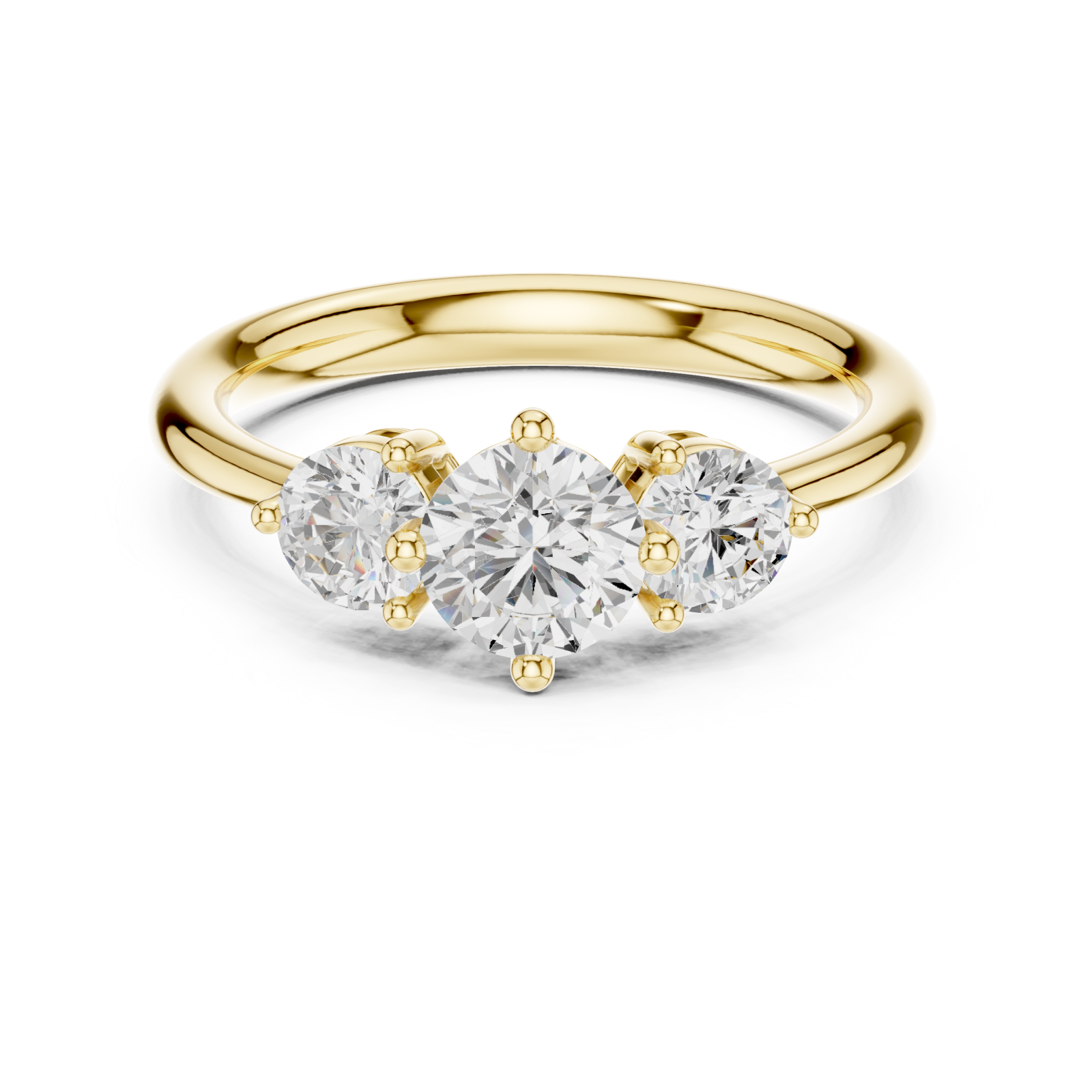  Gold Three Stone Harmony Ring Front View