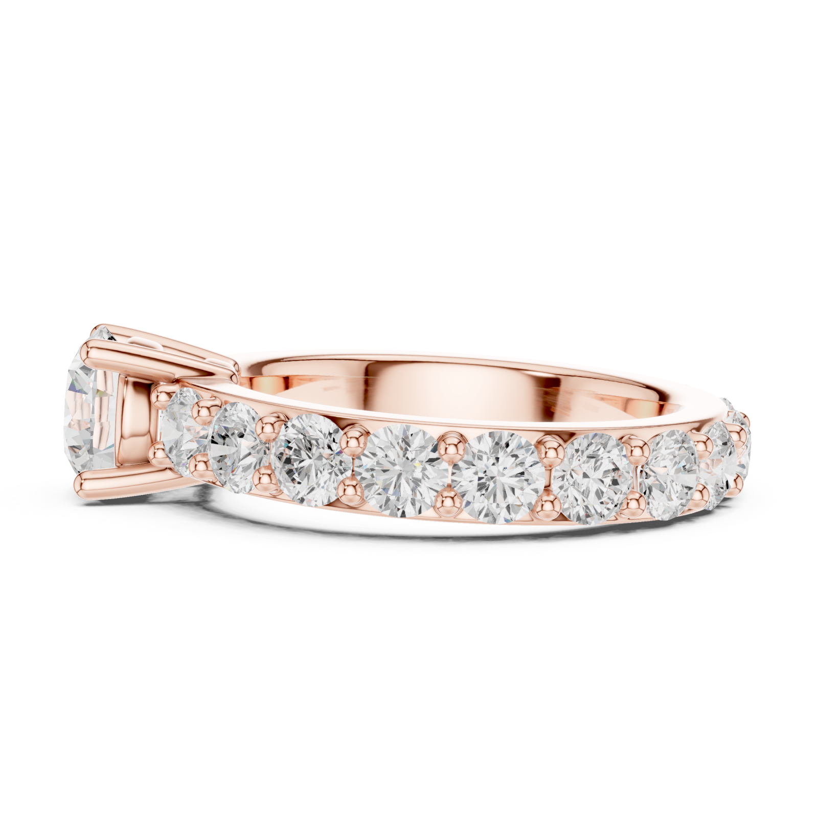 Rose Gold Radiant Glory Solitaire Engagement Ring Side View