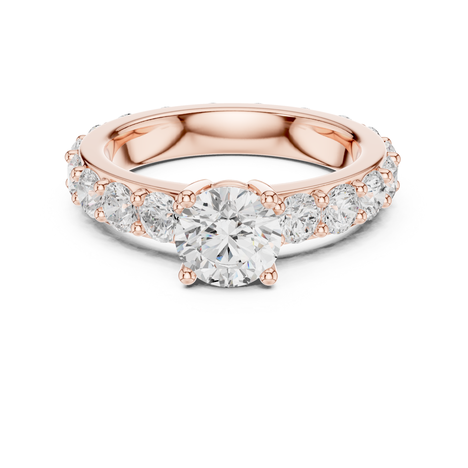  Rose Gold Radiant Glory Solitaire Engagement Ring Front View