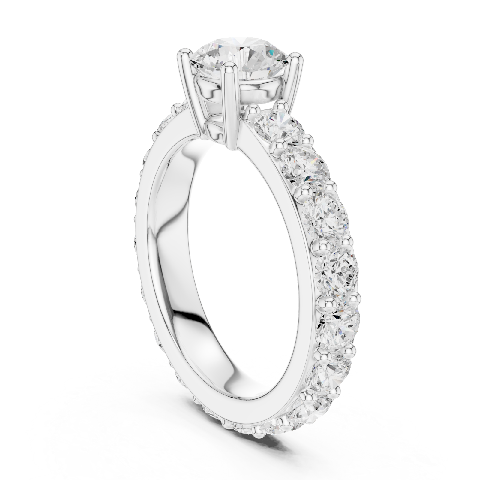  White Gold Radiant Glory Solitaire Engagement Ring Left View