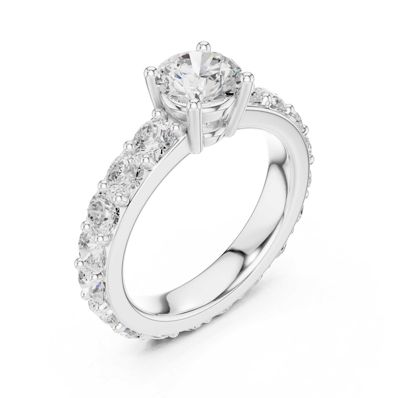  White Gold Radiant Glory Solitaire Engagement Ring Right View