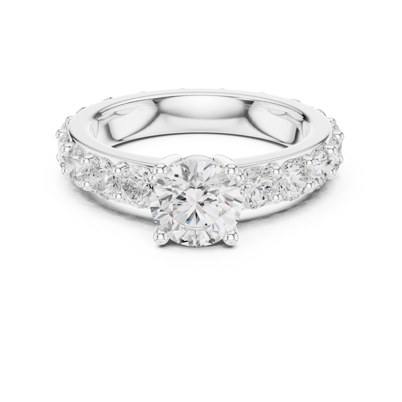  White Gold Radiant Glory Solitaire Engagement Ring Front View