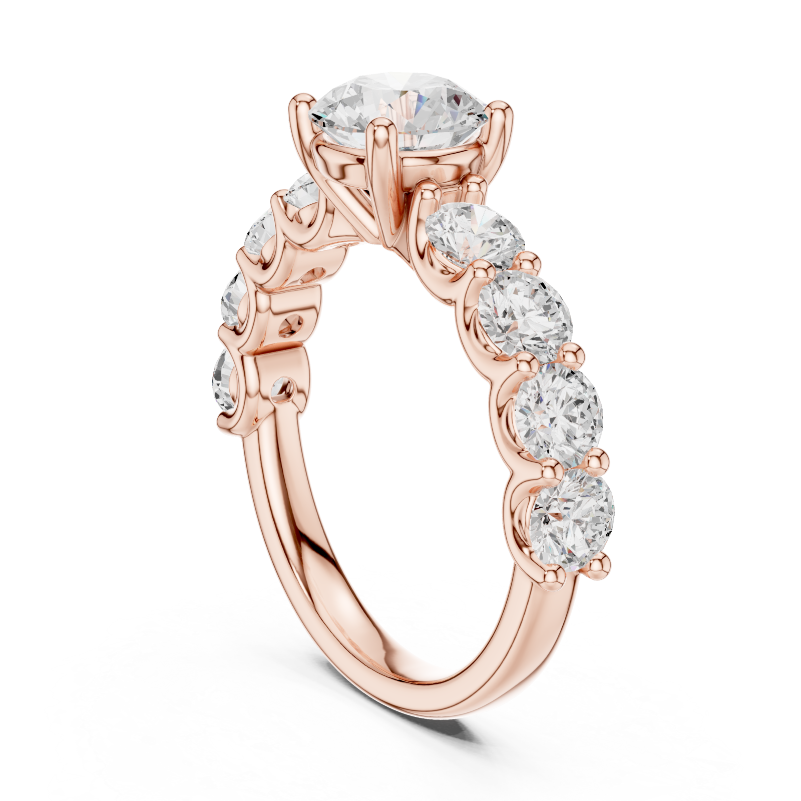  Rose Gold Lustrous Radiance Arc Ring Left View