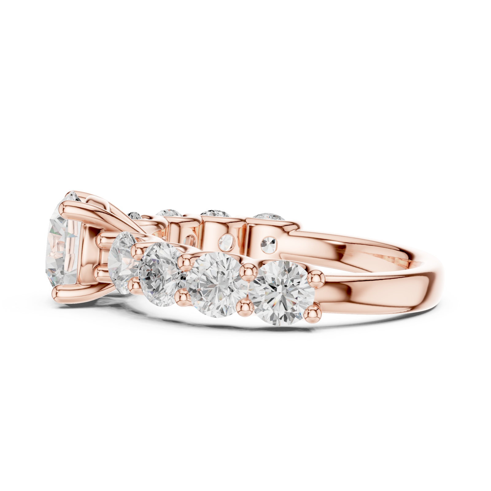  Rose Gold Lustrous Radiance Arc Ring Side View