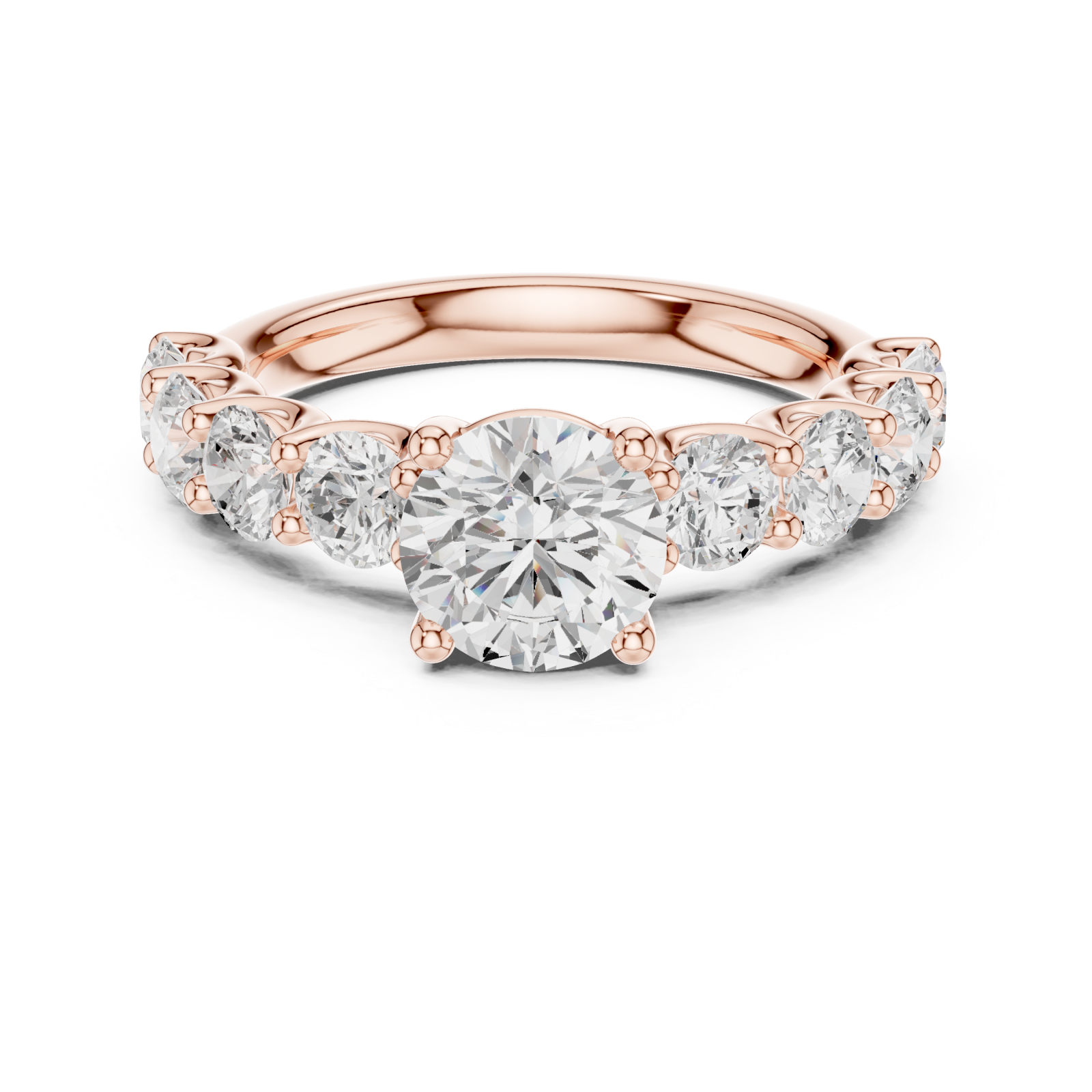  Rose Gold Lustrous Radiance Arc Ring Front View