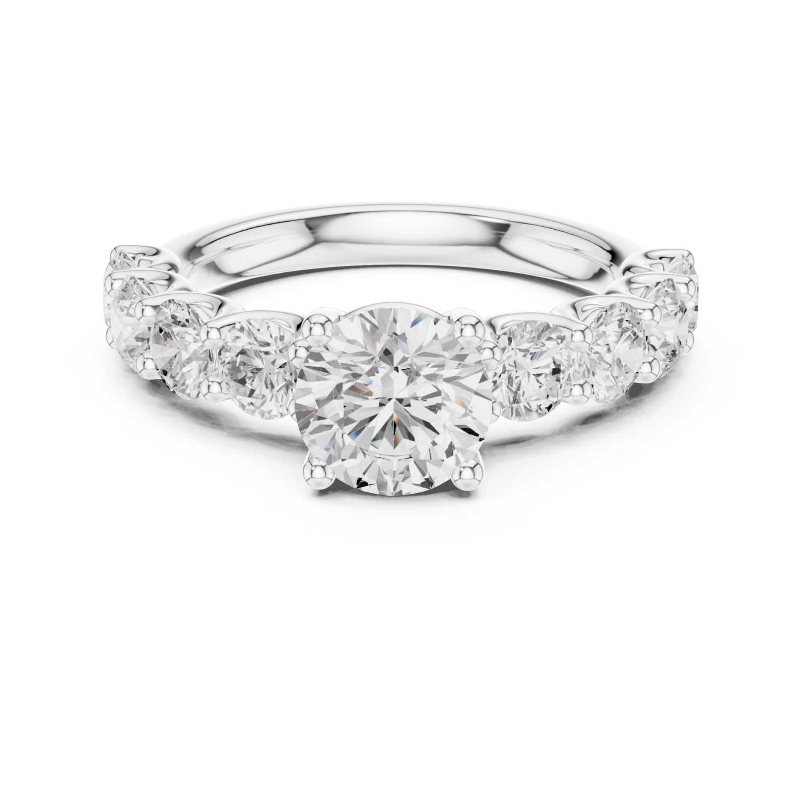  White Gold Lustrous Radiance Arc Ring Front View
