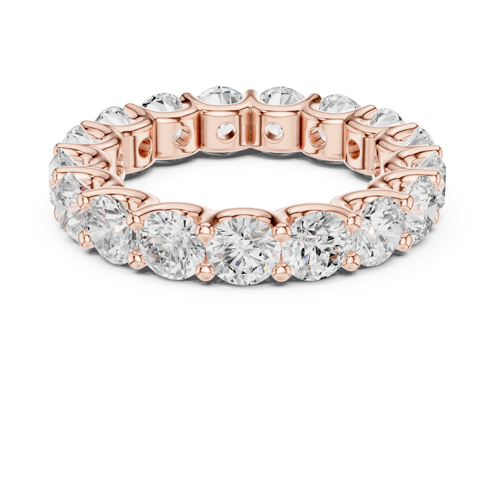  Rose Gold Radiant Cascade Eternity Band Front View