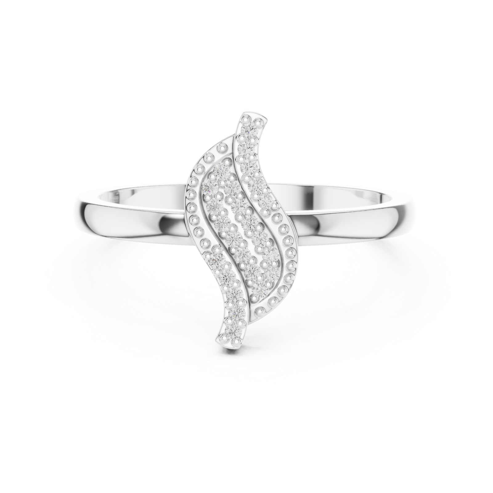  White Gold Mesa Twist Signature Ring Front View