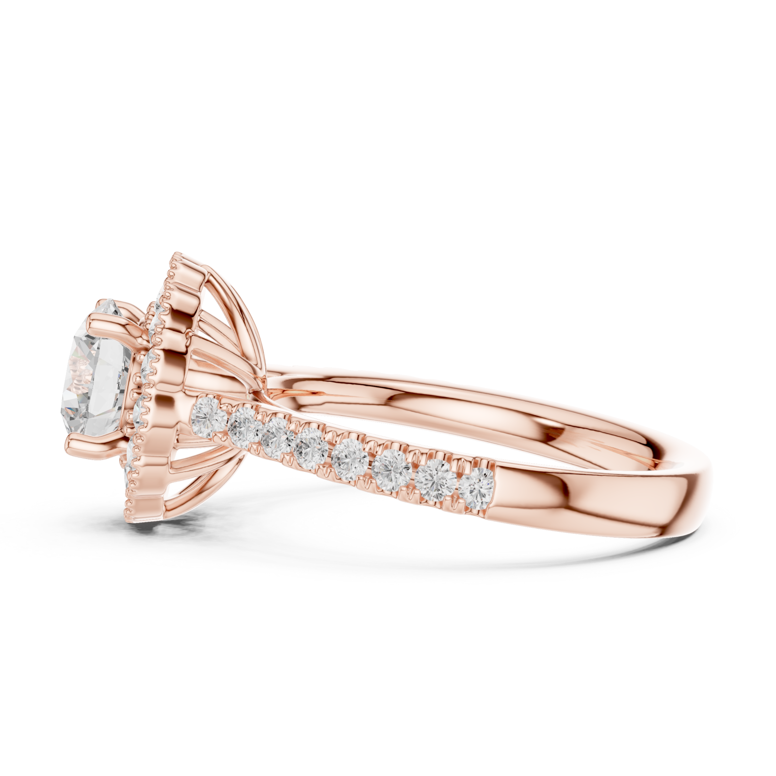  Rose Gold Dawn Whisper Pavé Band Anniversary Ring Side View