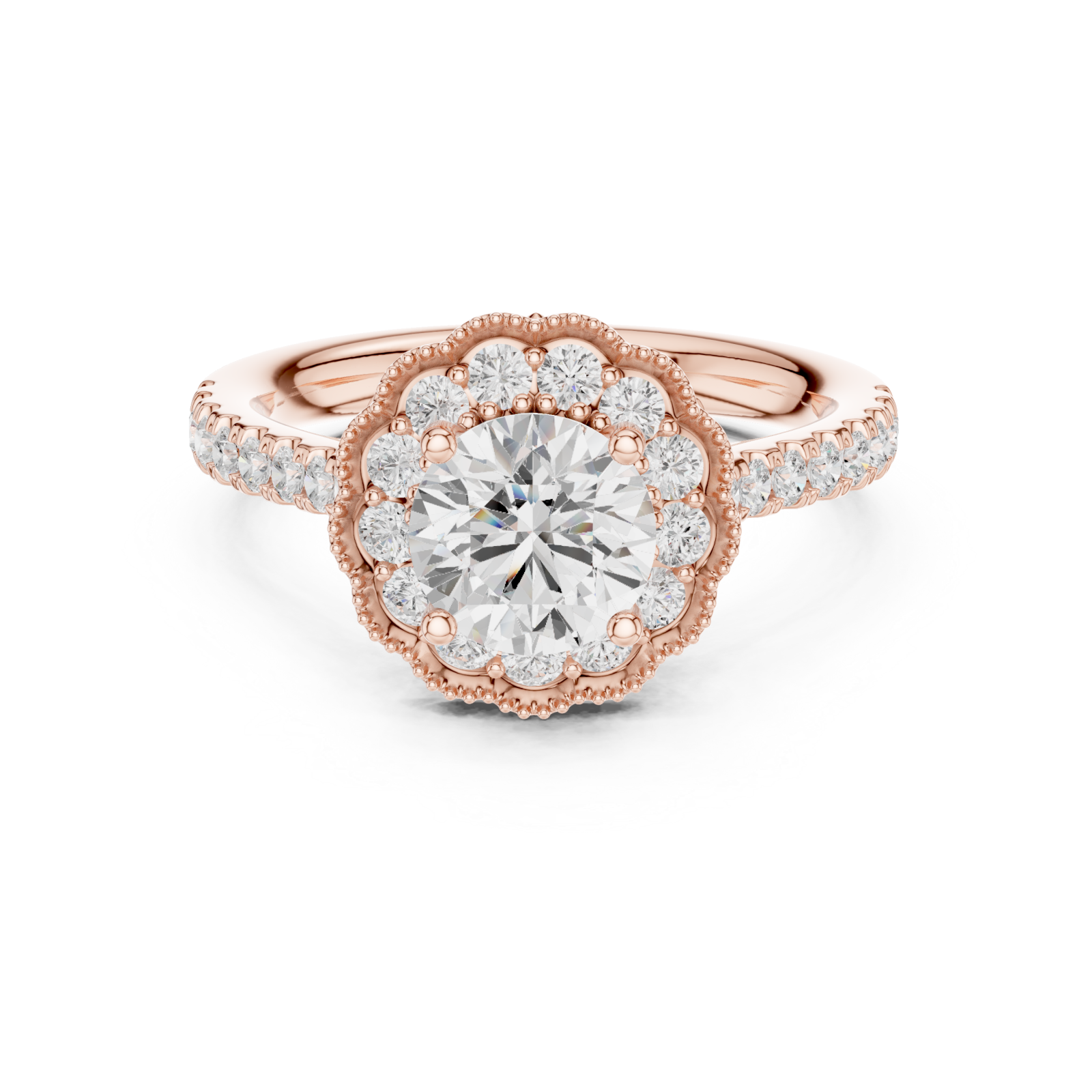  Rose Gold Dawn Whisper Pavé Band Anniversary Ring Front View