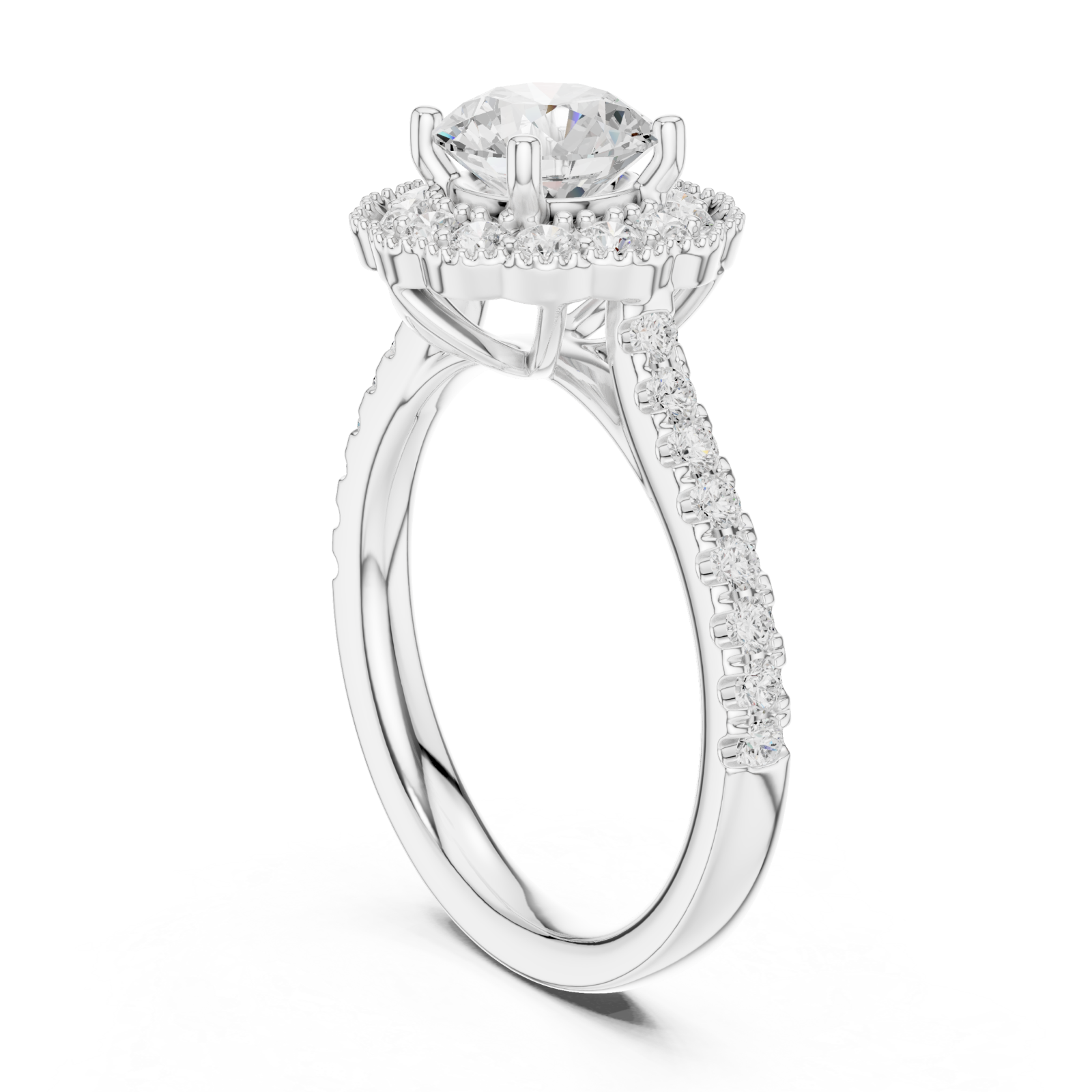  White Gold Dawn Whisper Pavé Band Anniversary Ring Left View