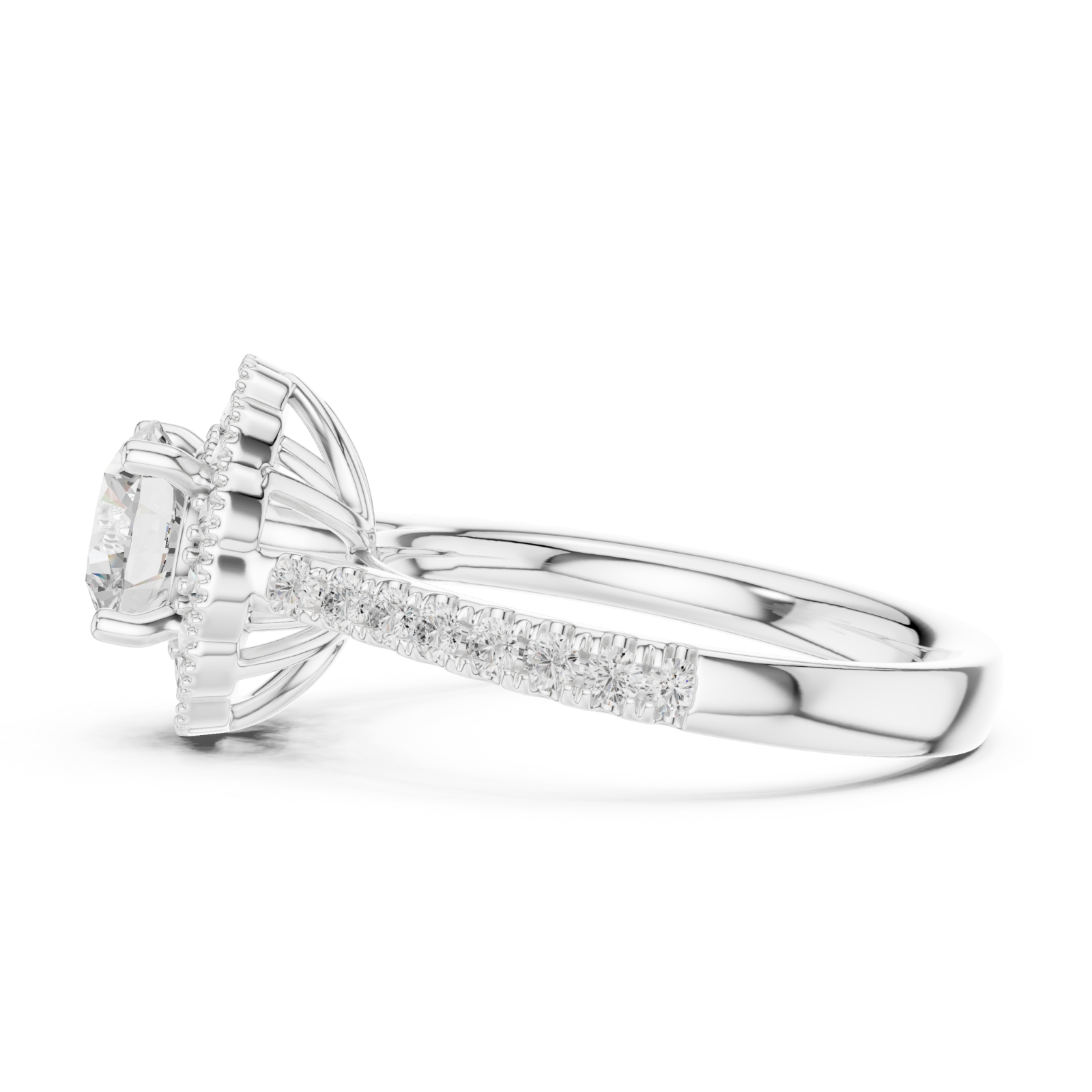  White Gold Dawn Whisper Pavé Band Anniversary Ring Side View