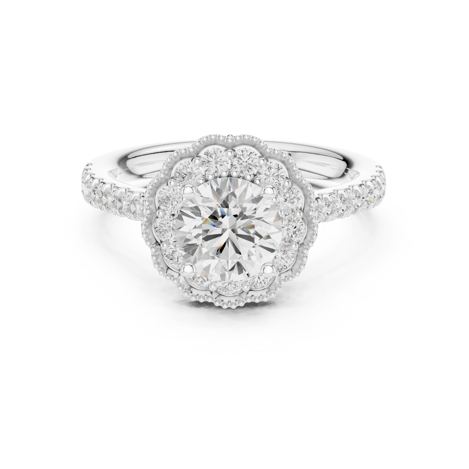  White Gold Dawn Whisper Pavé Band Anniversary Ring Front View