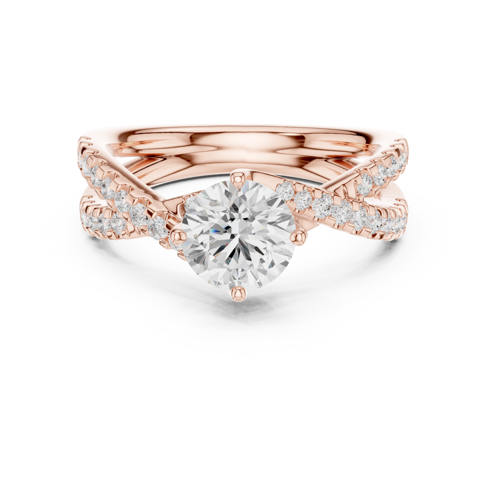  Rose Gold Celestial Curve Embrace Ring Front View