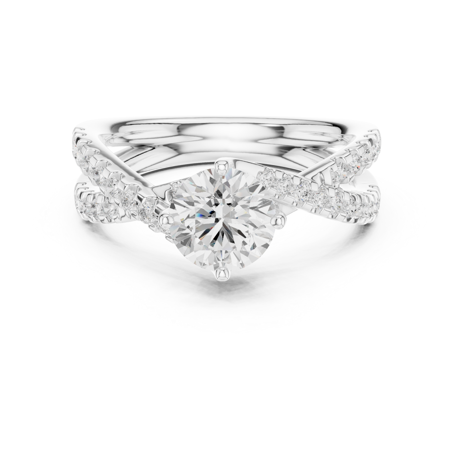  White Gold Celestial Curve Embrace Ring Front View