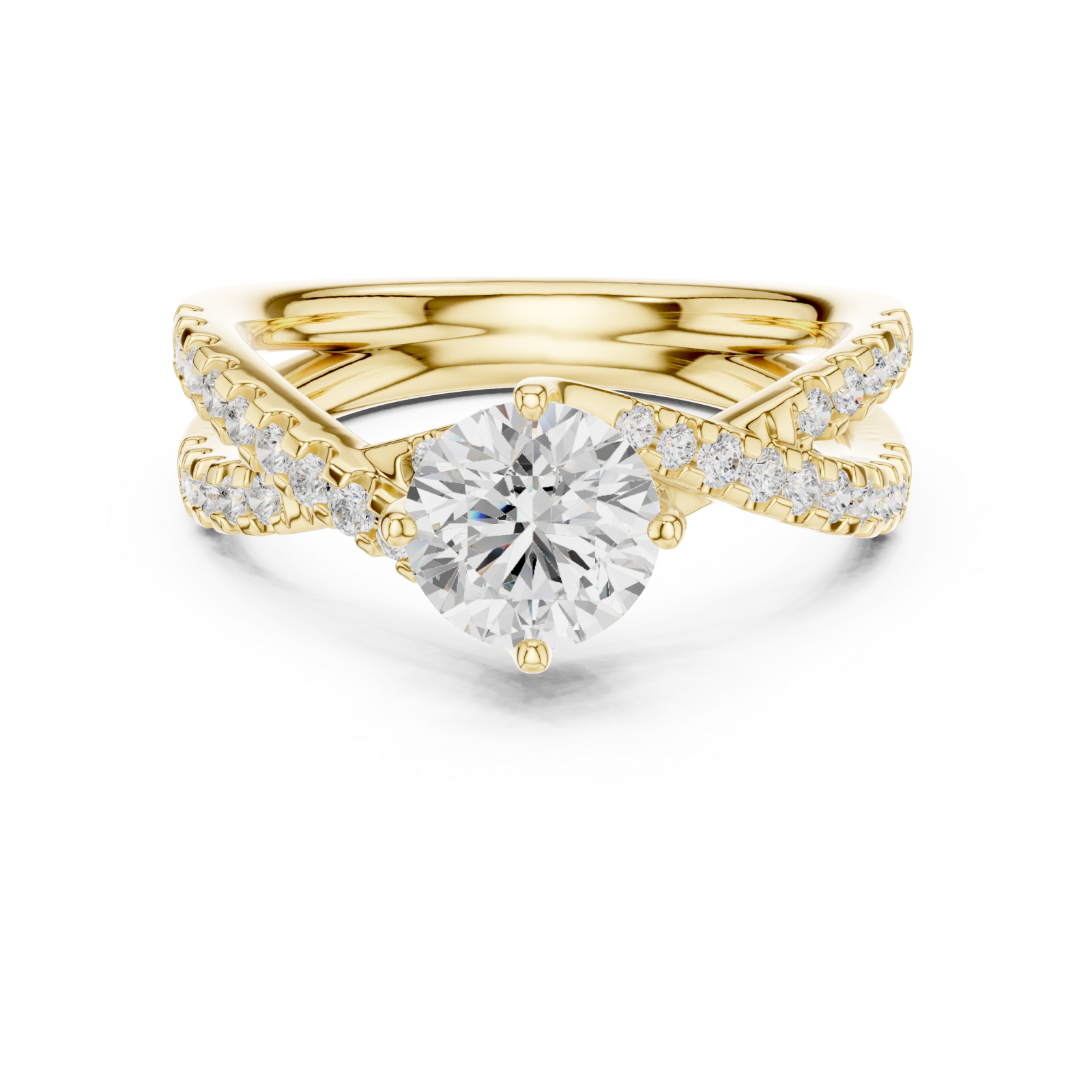  Gold Celestial Curve Embrace Ring Front View