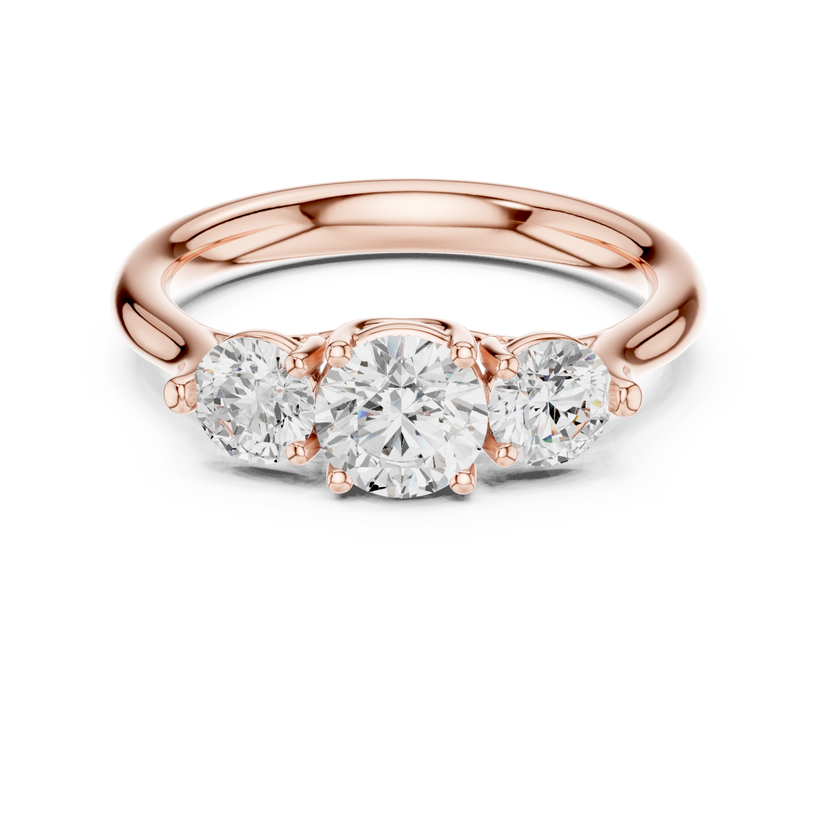  Rose Gold Timeless Trinity Illusion Ring Front View