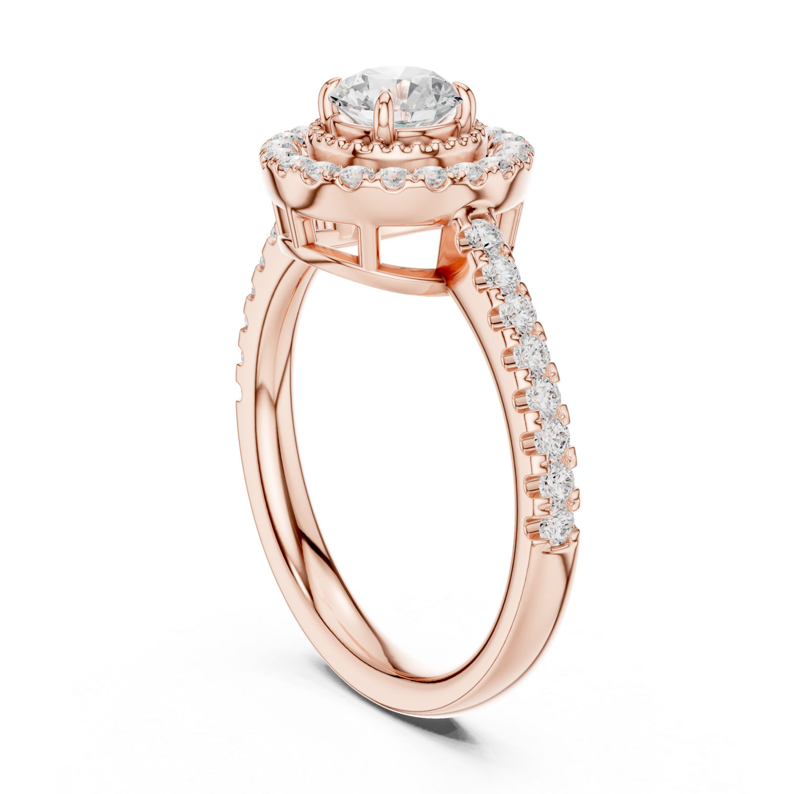  Rose Gold Starfire Cascade Classic Halo Band Left View