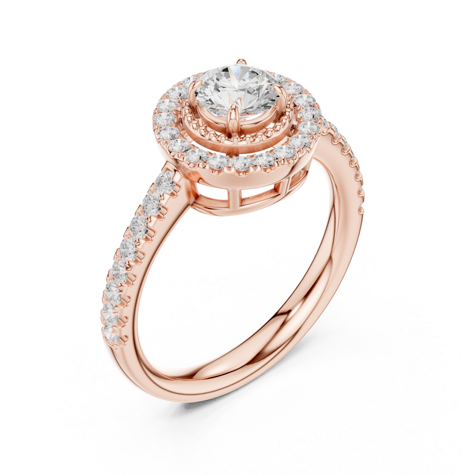  Rose Gold Starfire Cascade Classic Halo Band Right View