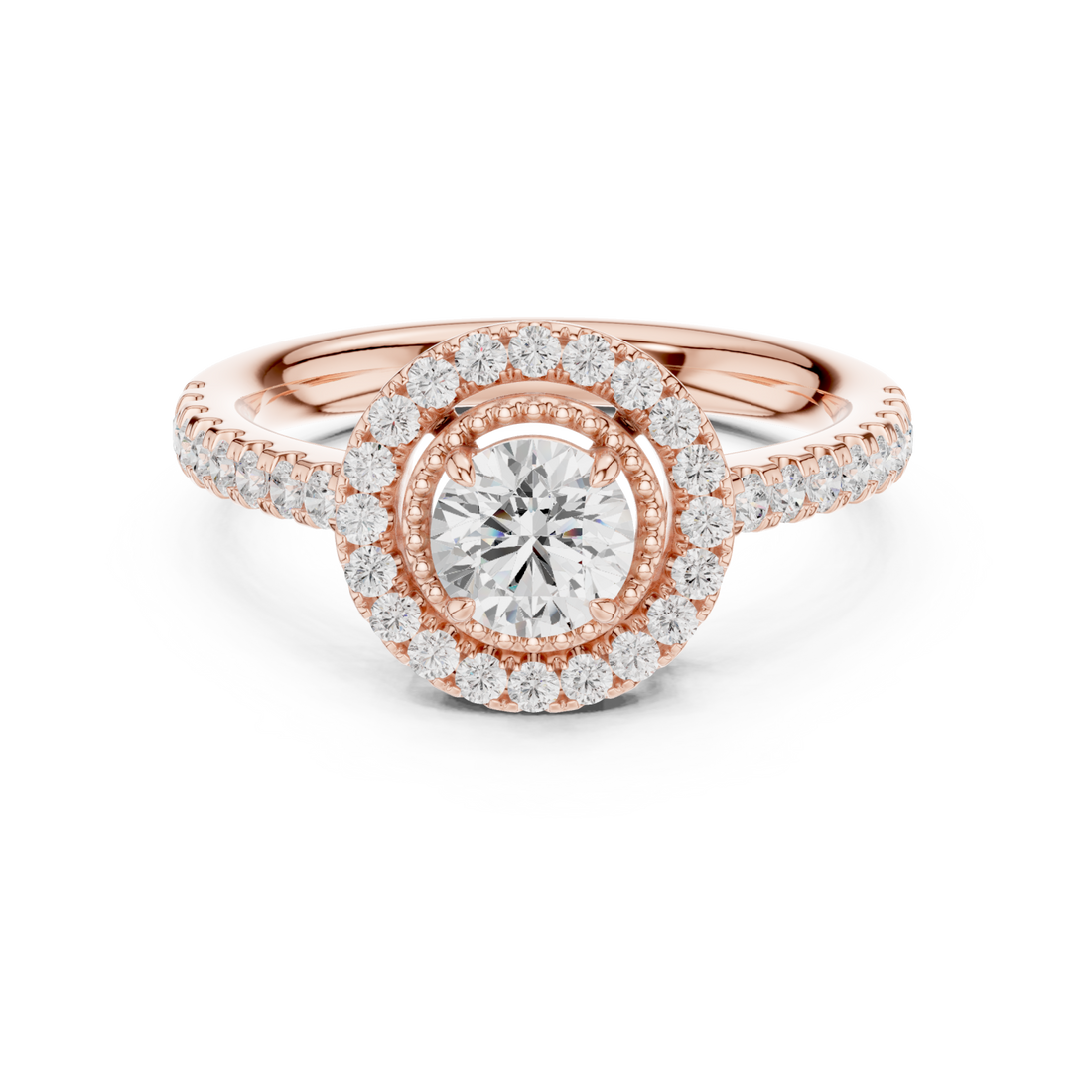  Rose Gold Starfire Cascade Classic Halo Band Right View