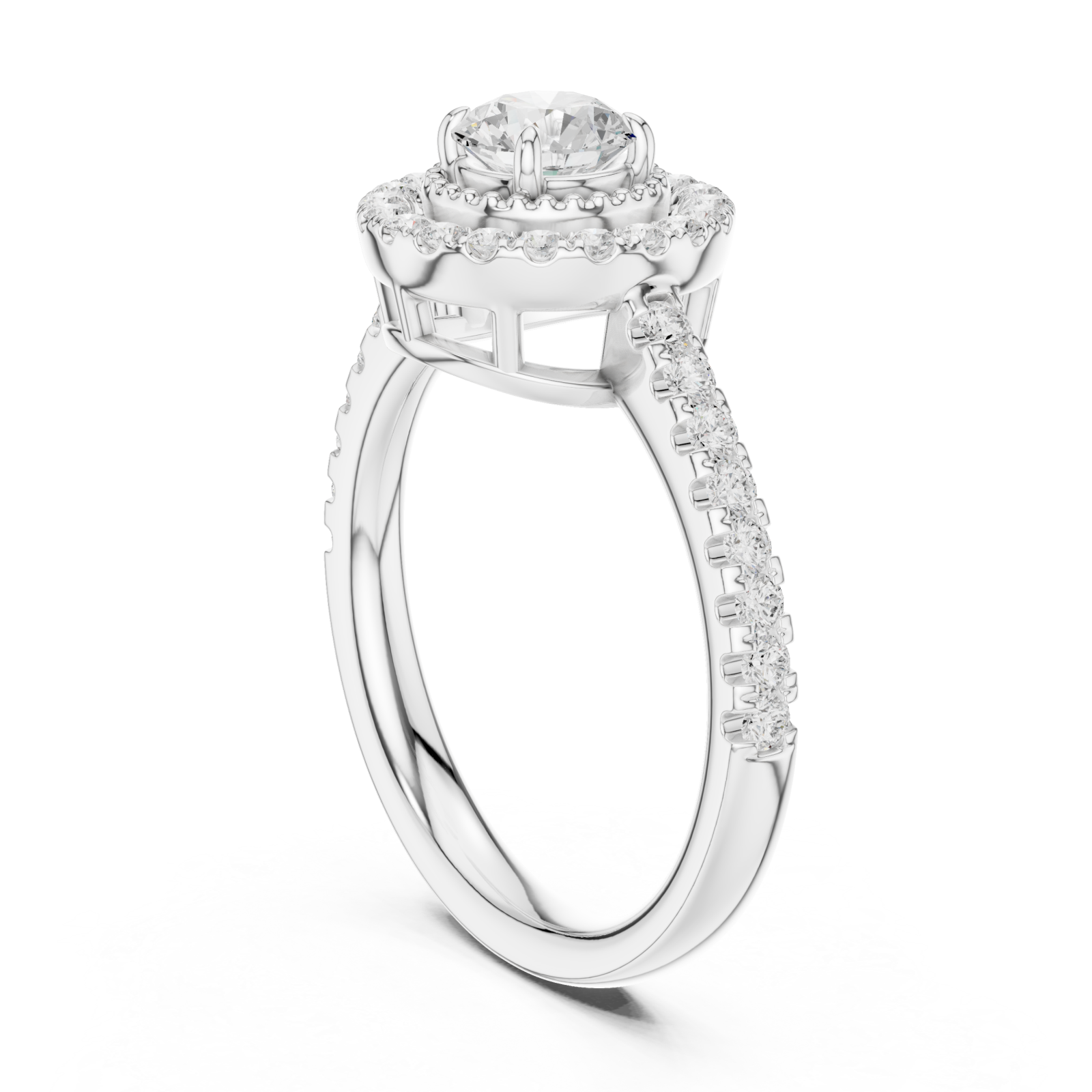  White Gold Starfire Cascade Classic Halo Band Left View