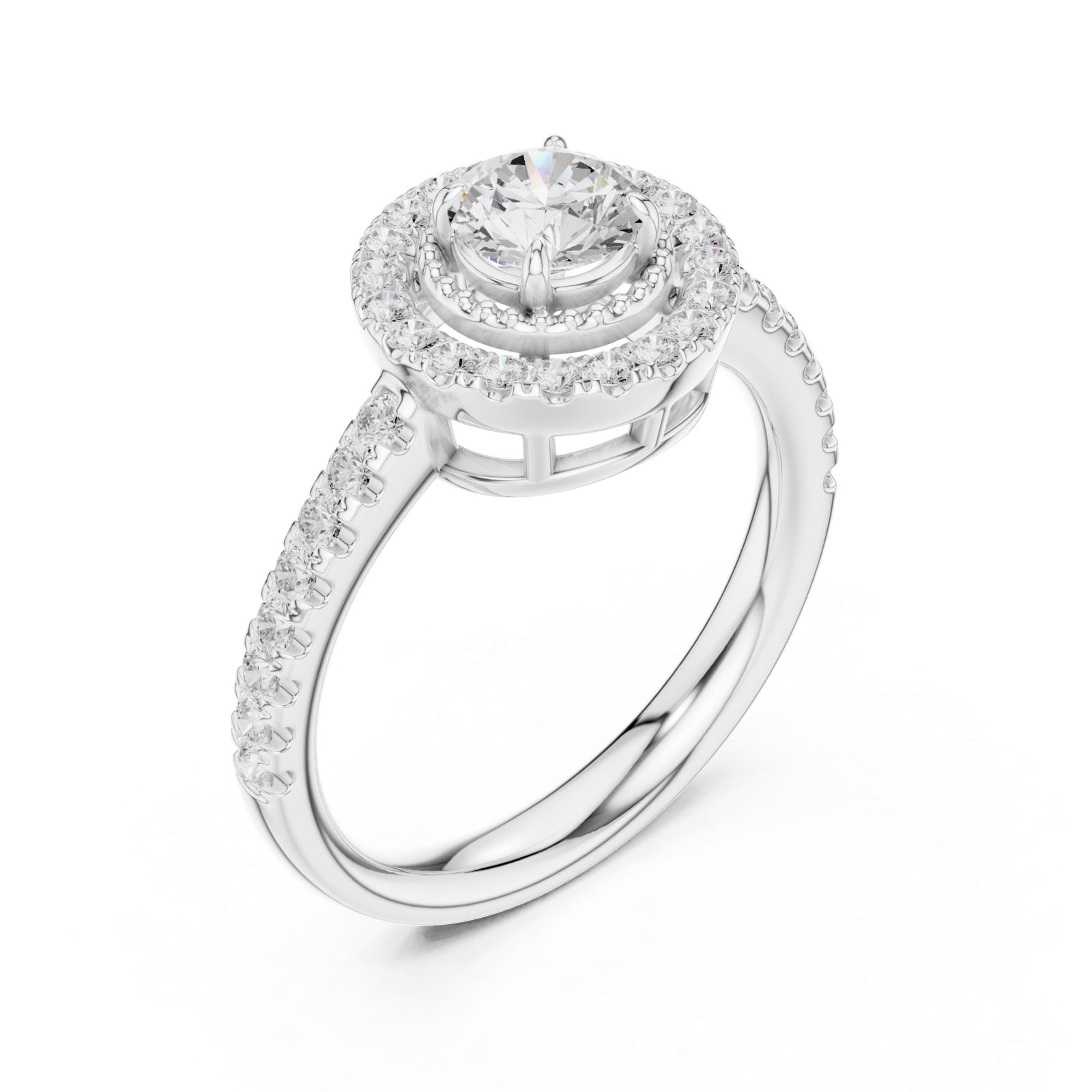  White Gold Starfire Cascade Classic Halo Band Right View