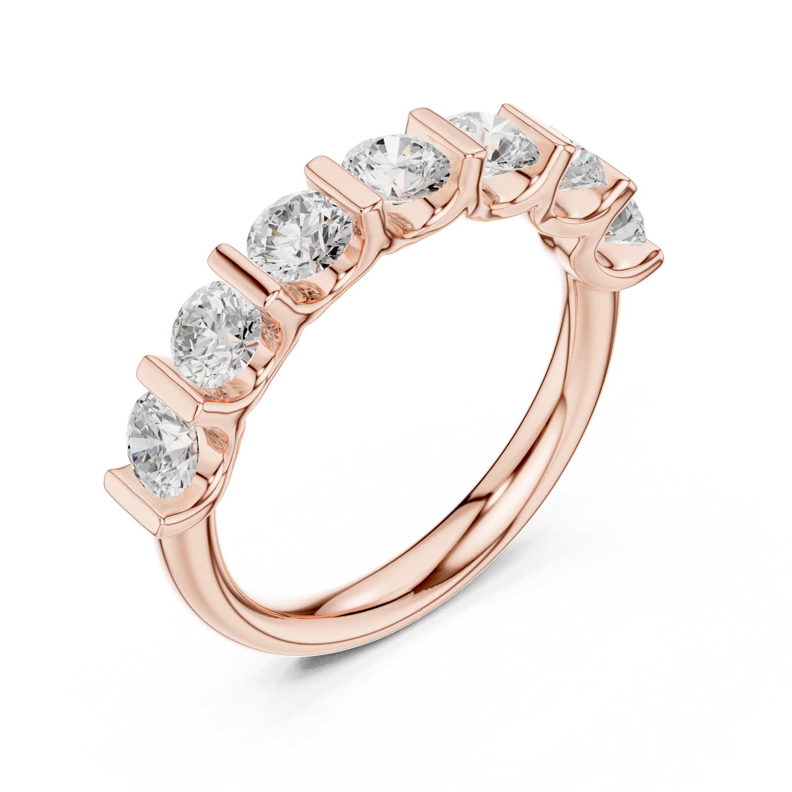  Rose Gold Radiant Seven Row Band Ring Right View