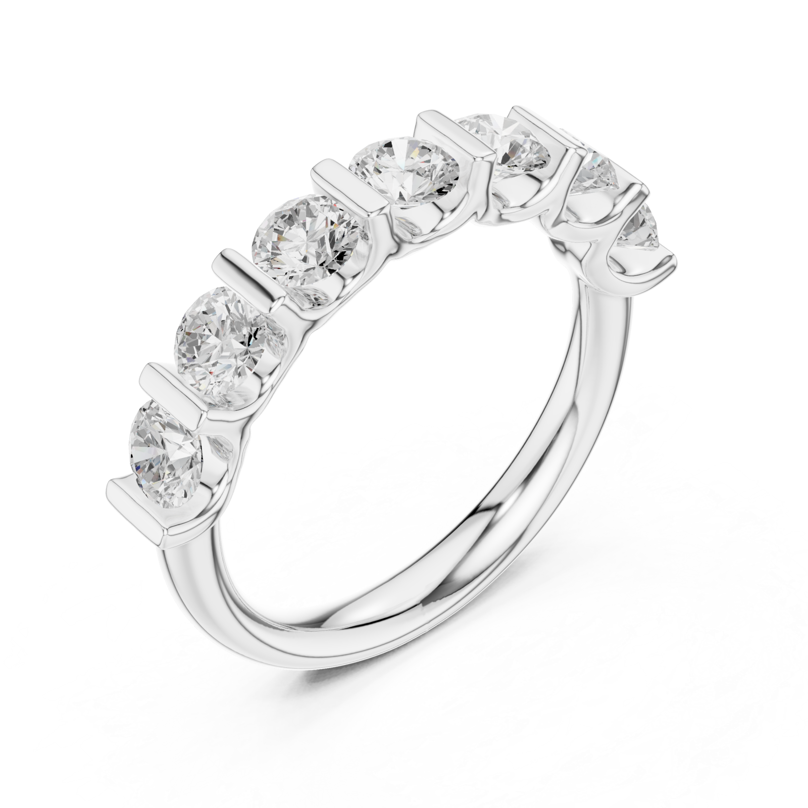  White Gold Radiant Seven Row Band Ring Right View