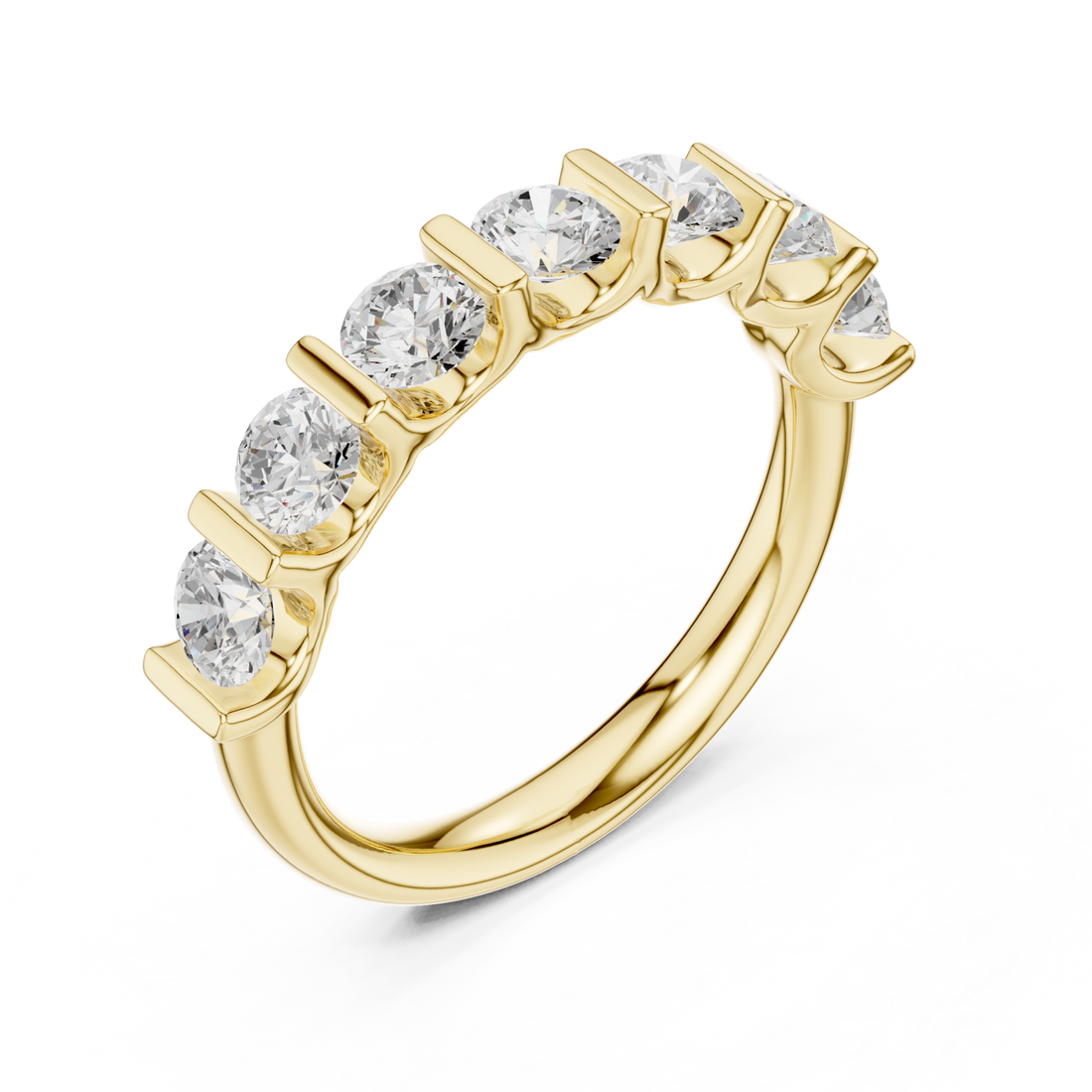 Gold Radiant Seven Row Band Ring Right View