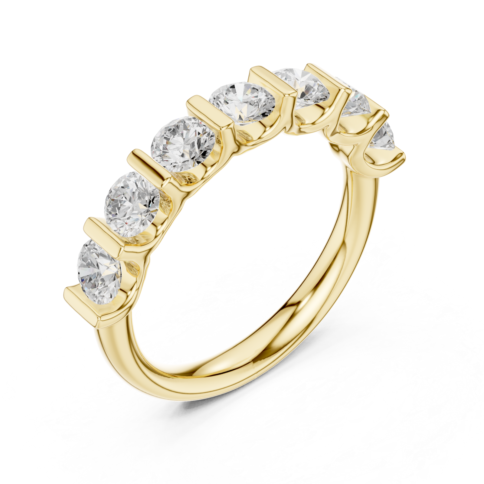 Gold Radiant Seven Row Band Ring Right View