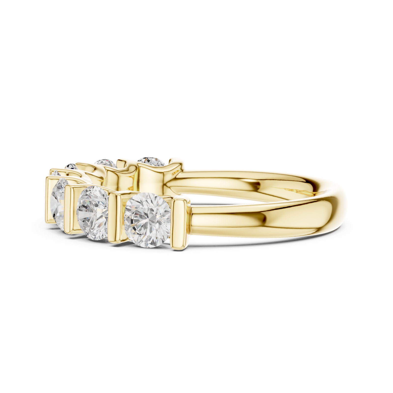  Gold Radiant Seven Row Band Ring Side View