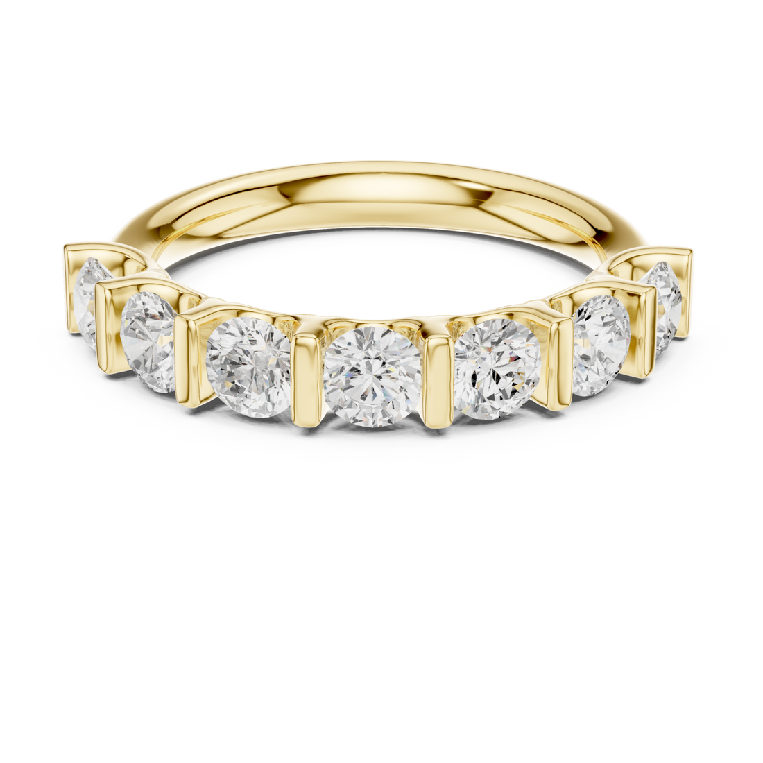 Gold Radiant Seven Row Band Ring Right View