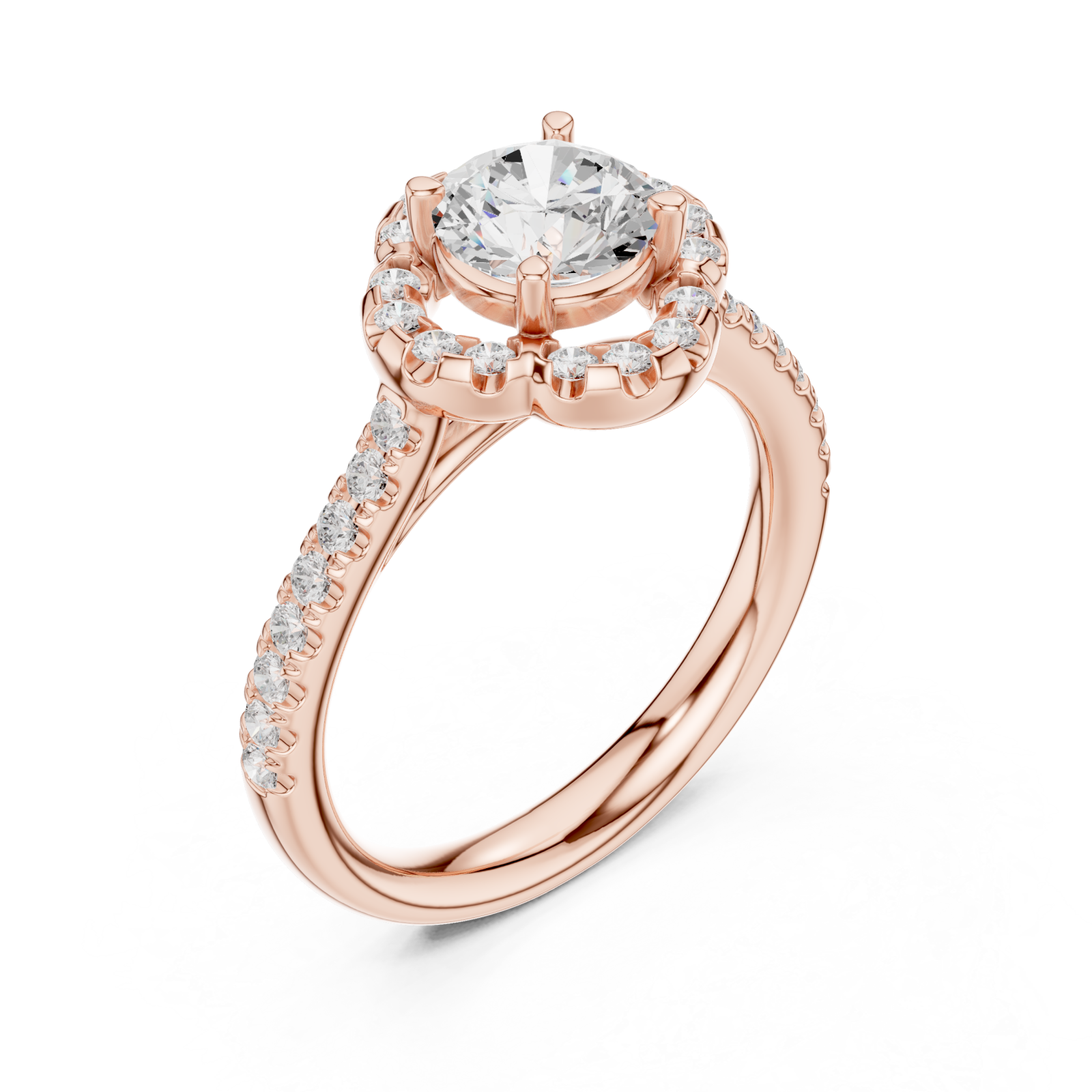  Rose Gold Grand Halo Crown Ring Right View