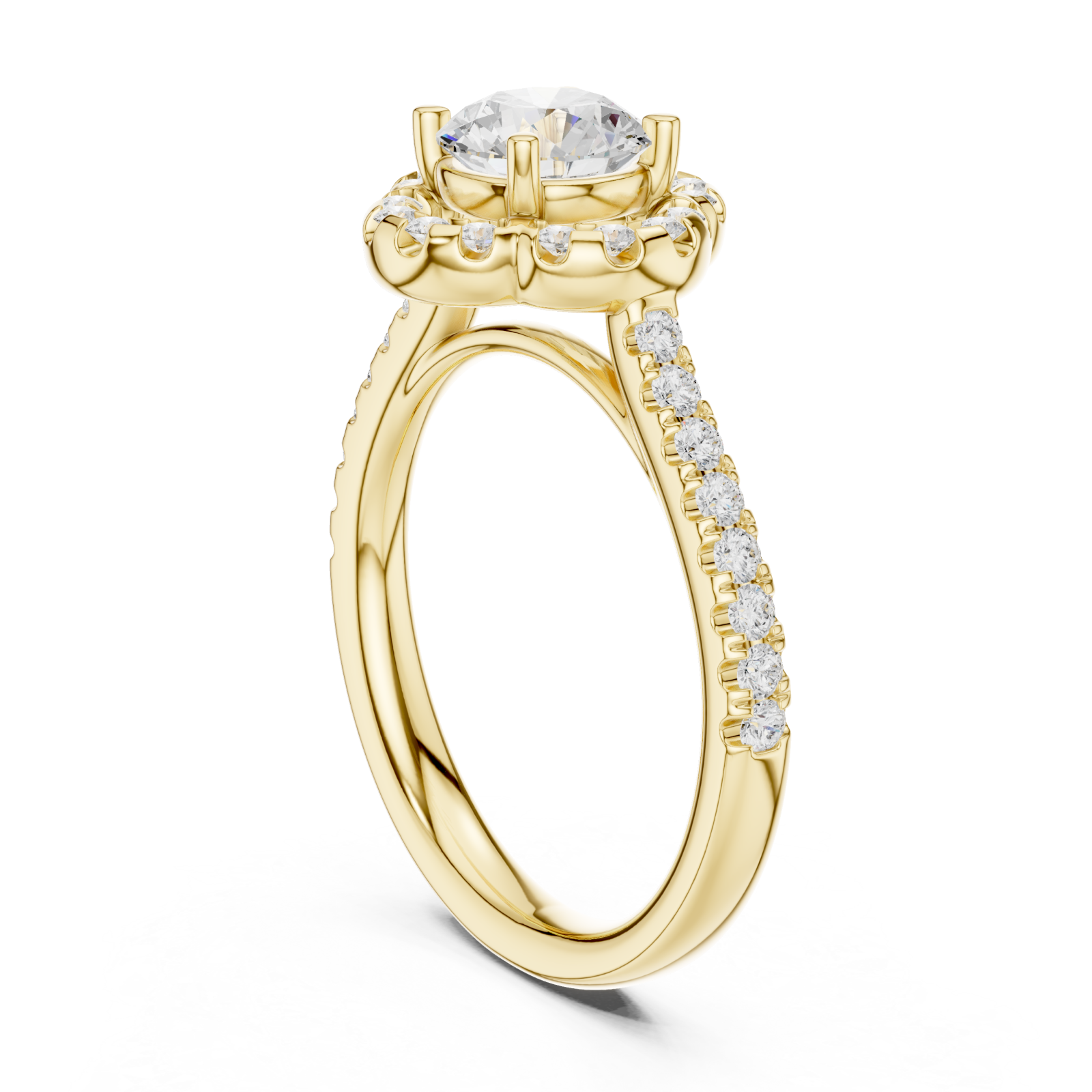  Gold Grand Halo Crown Ring Left View