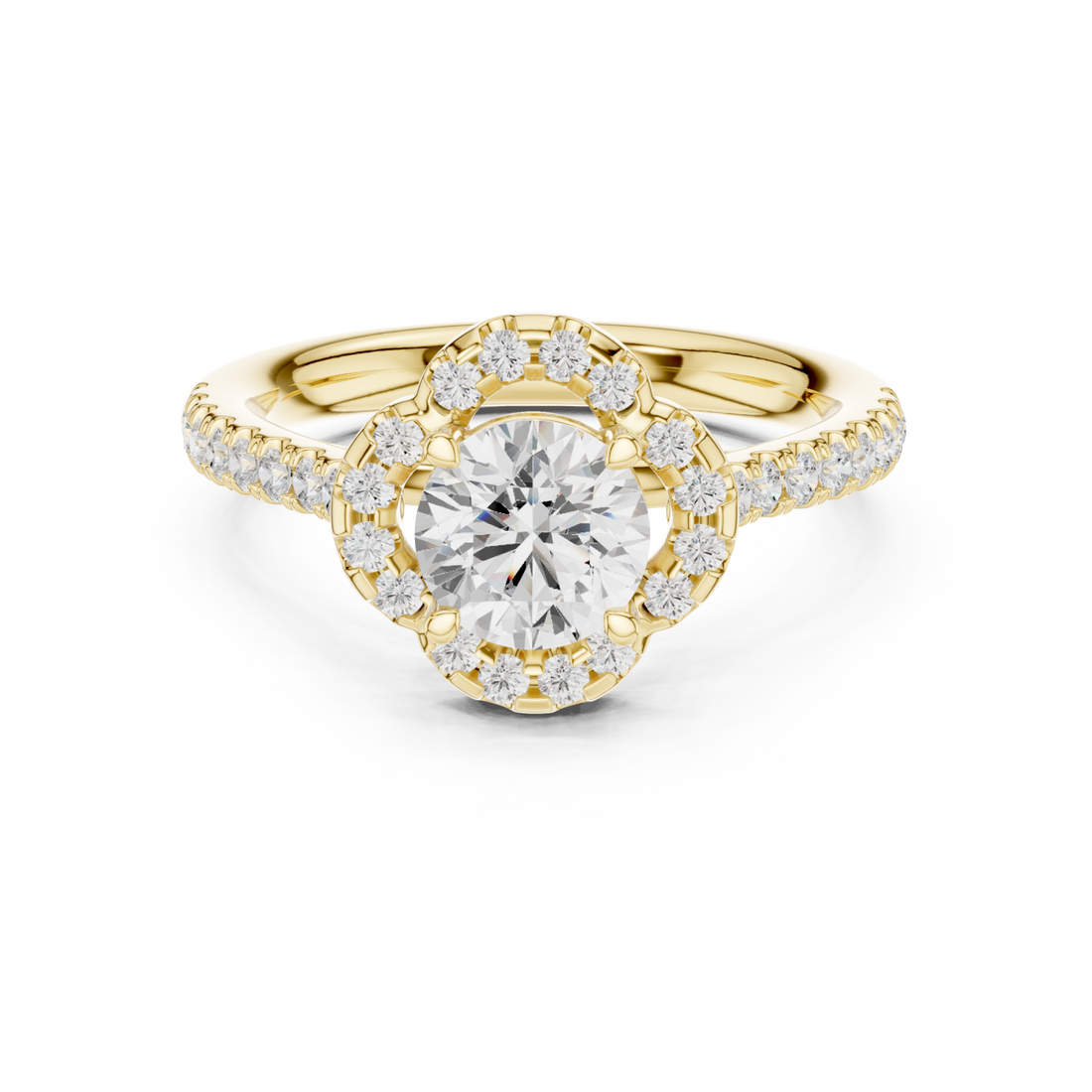 Gold Grand Halo Crown Ring Right View