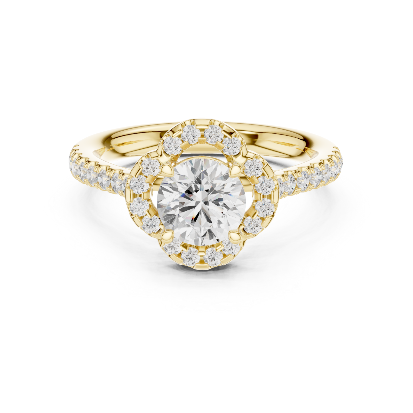 Gold Grand Halo Crown Ring Front View