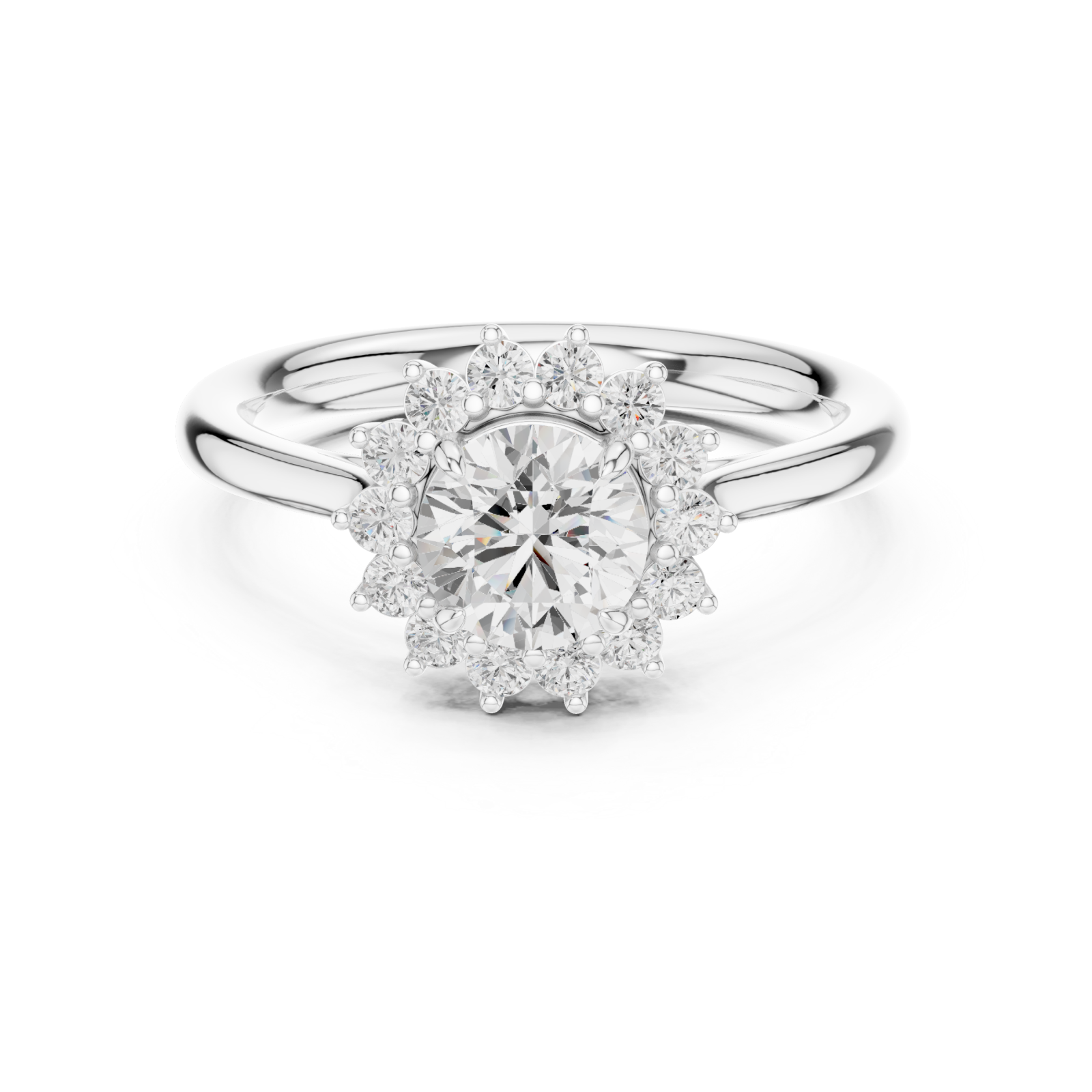  White Gold Classic Regal Bloom Ring Front View