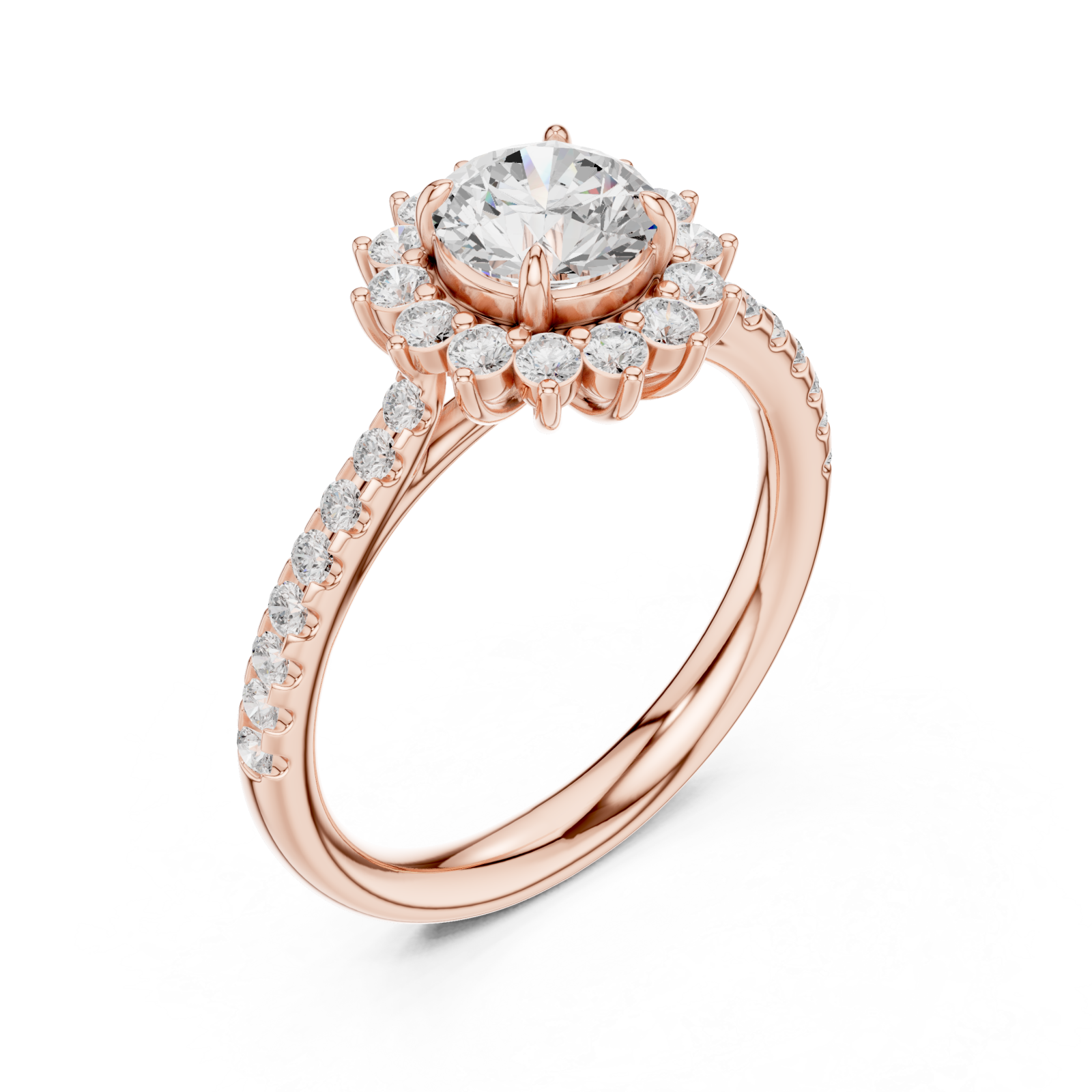  Rose Gold Celeste Halo Regal Ring Right View