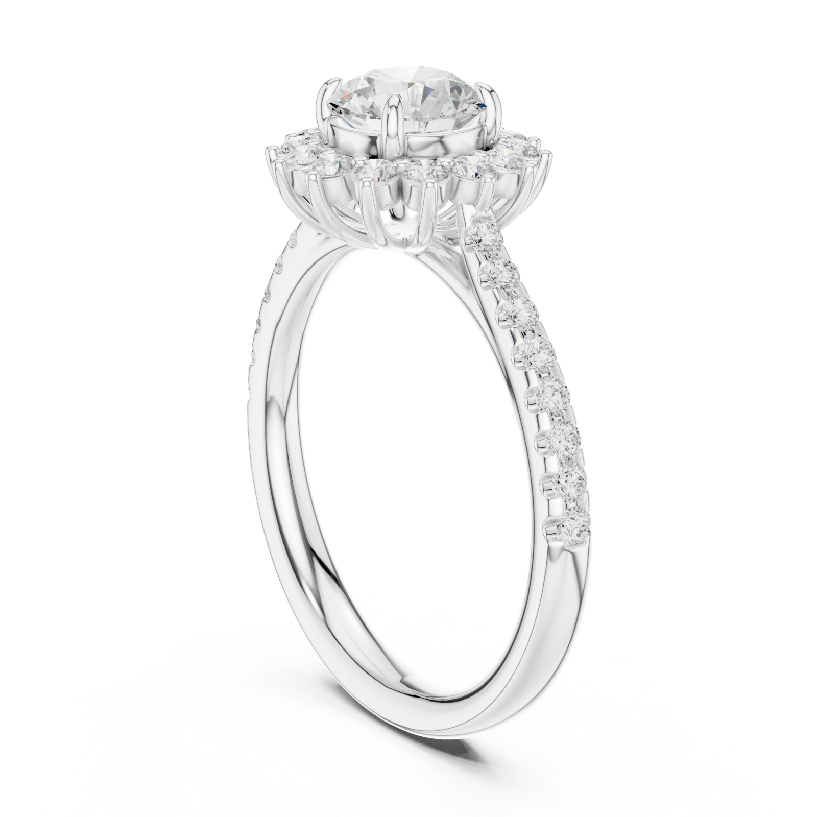  White Gold Celeste Halo Regal Ring Left View