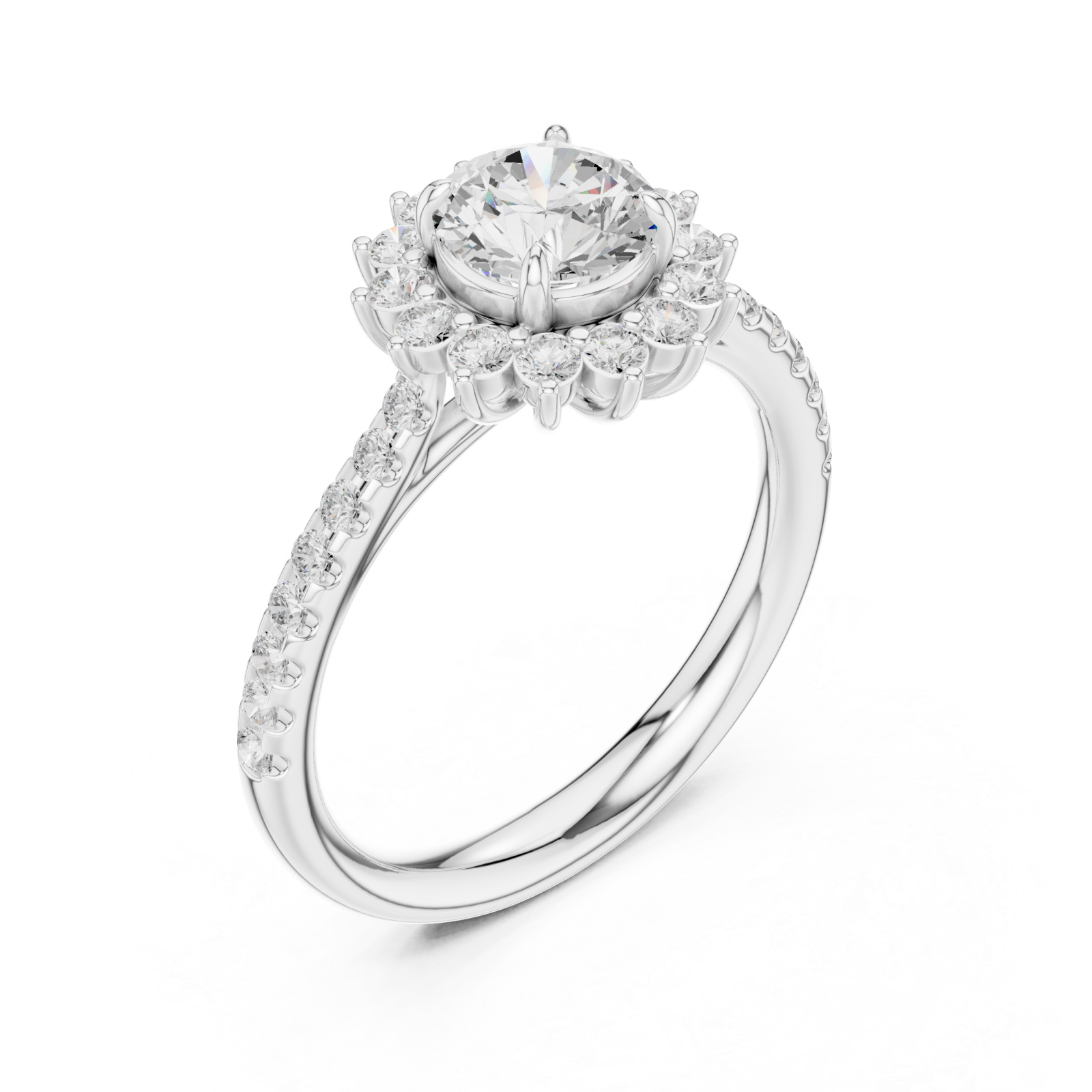  White Gold Celeste Halo Regal Ring Right View