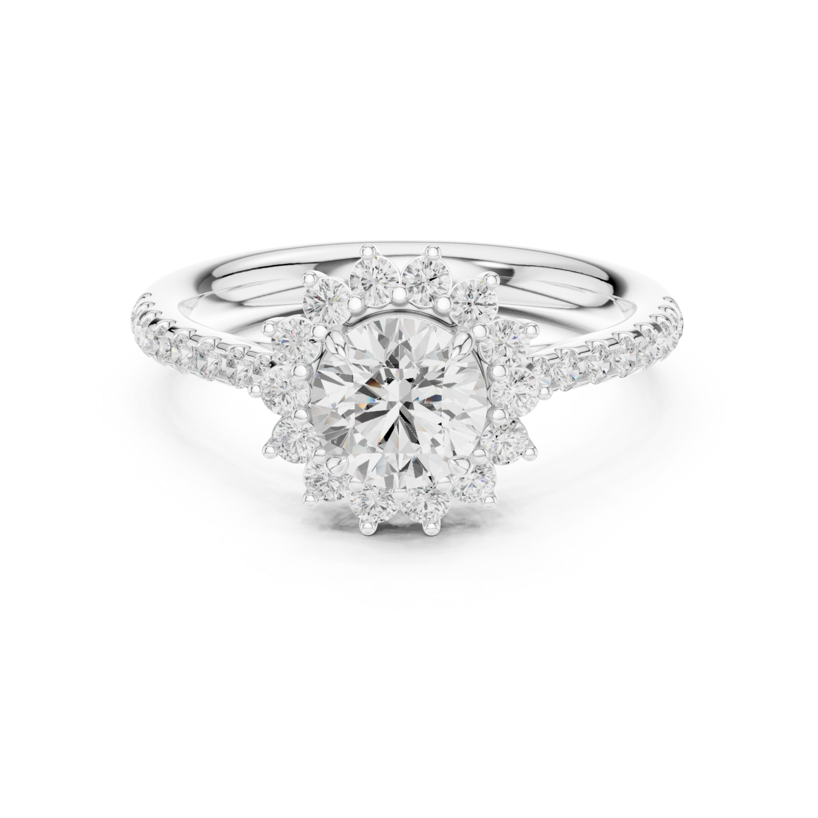  White Gold Celeste Halo Regal Ring Front View