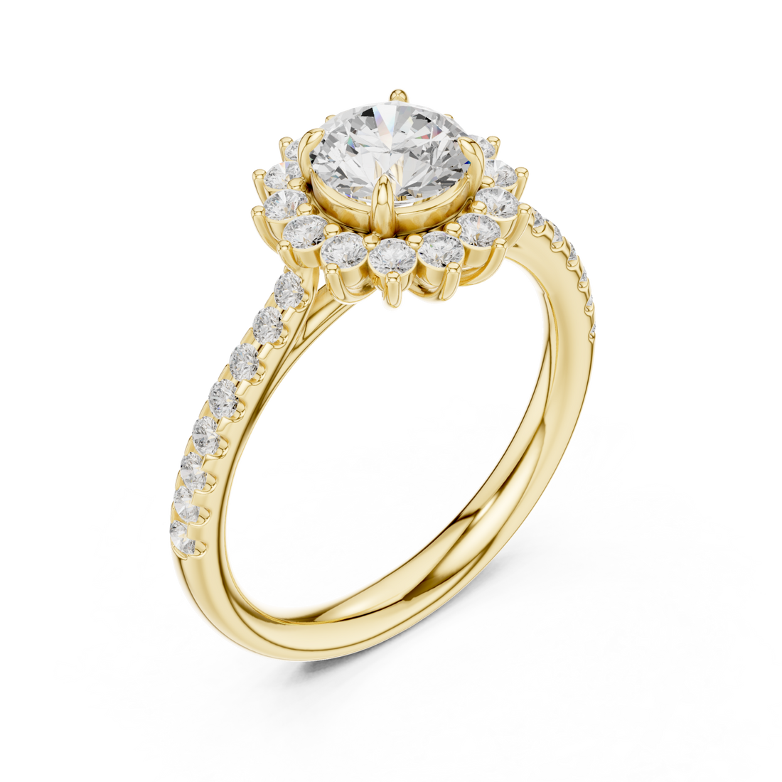 Gold Celeste Halo Regal Ring Right View